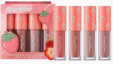 Kit 4 brilhos labial fosco de veludo, não desbota, perfume de frutas e longa duração