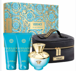Kit Perfume Versace Dylan Turquoise Fem EDT 100ml + Body Gel 100ml + Sabonete gel 100ml + Necessarie Luxo - 4 peças