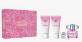 Kit Perfume Versace Bright Crystal EDT 90ml + EDT 5ml + Body Lotion 100ml + Sabonete Gel 100ml Caixa Luxo